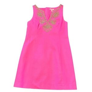 Lilly Pulitzer Gabby Hit Pink Sleeveless Shift Dress Size 8